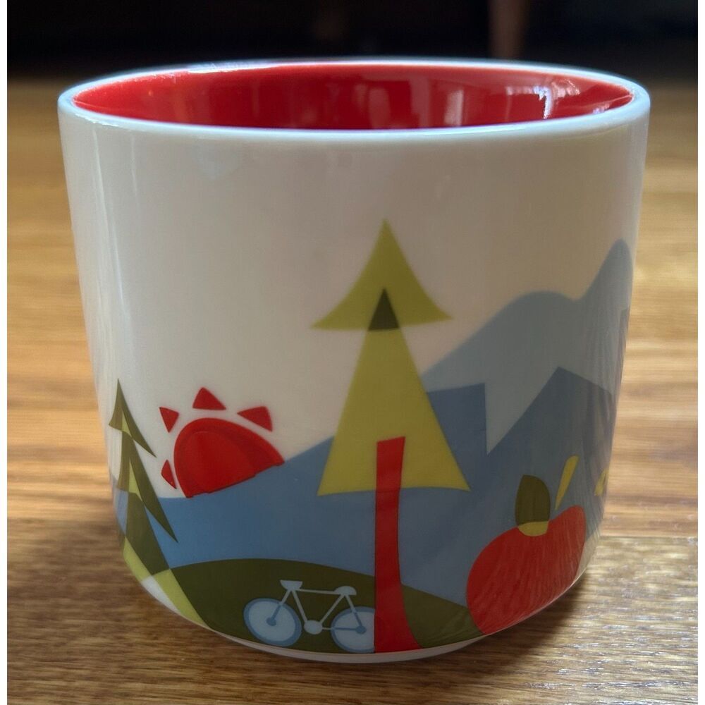 Starbucks Mug 2016 Washington State 14oz Coffee Cup You Are Here Bike Salmon Red - Picture 5 of 6